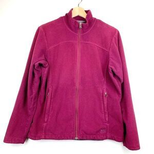 REI Women's Burgundy Fleece Full Zip Jacket Pockets Size Large